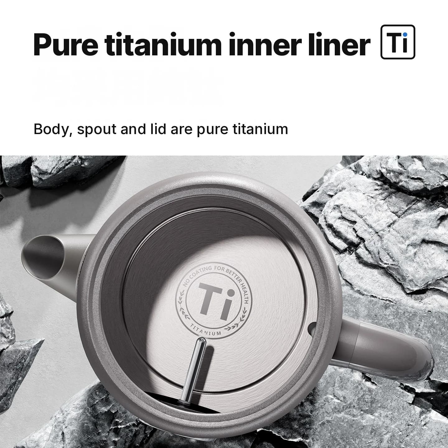 Pure titanium waterkoker 1.8L met temperatuuraanduiding