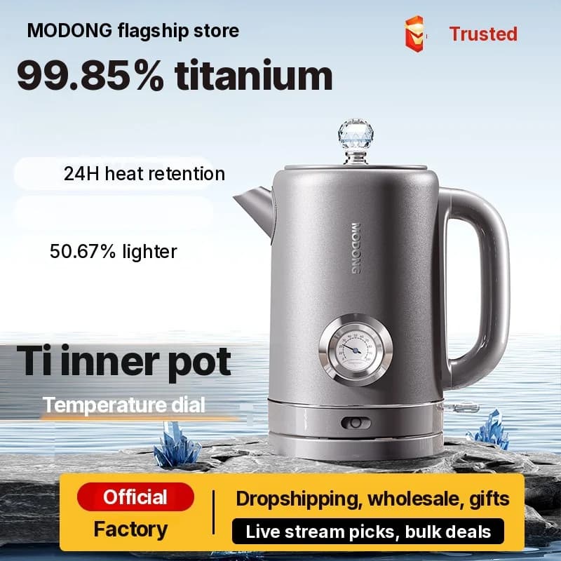 Pure titanium waterkoker 1.8L met temperatuuraanduiding