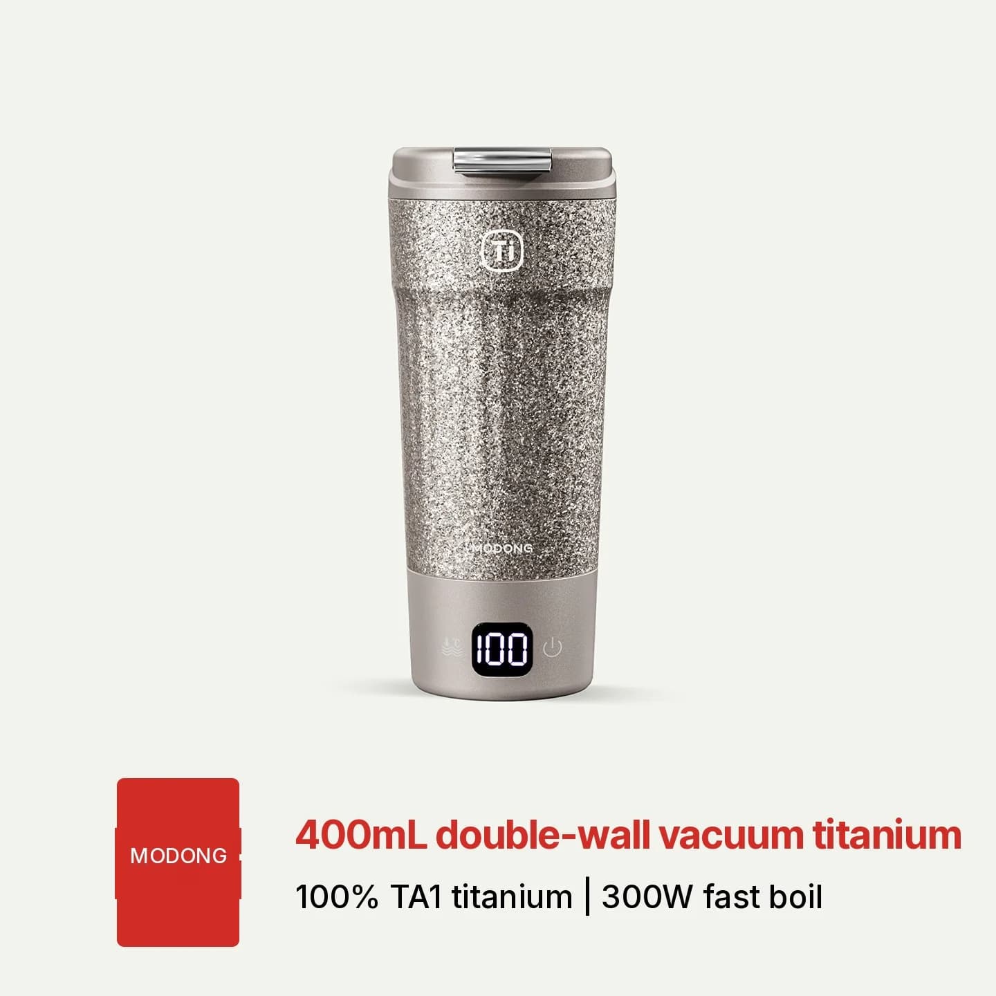 Draagbare titanium elektrische verwarmingsbeker 400ml temperatuurweergave