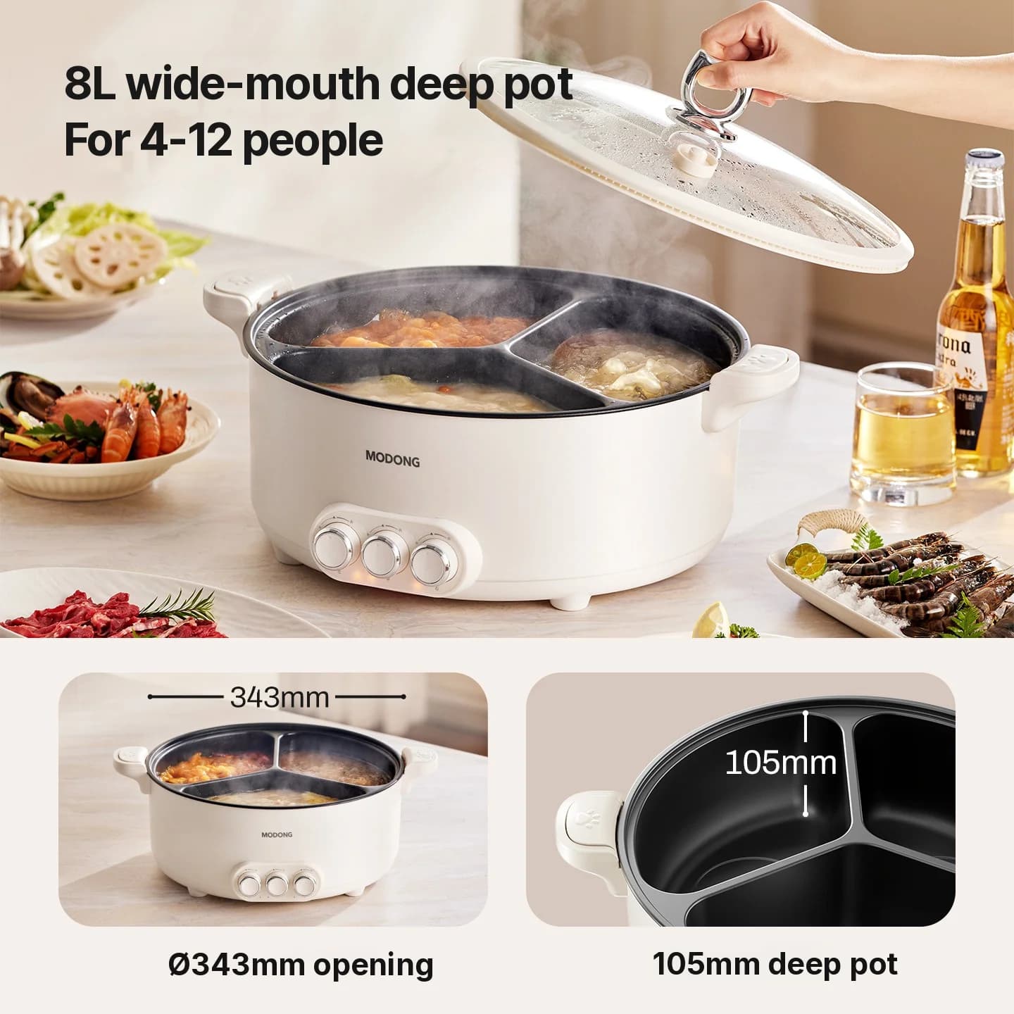 Elektrische Hotpot Met Verdeler, 5,6L/8L, 220V