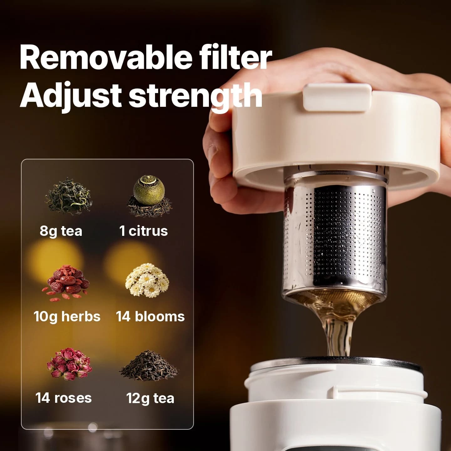 Draagbare elektrische waterkoker-beker met filter, 220V