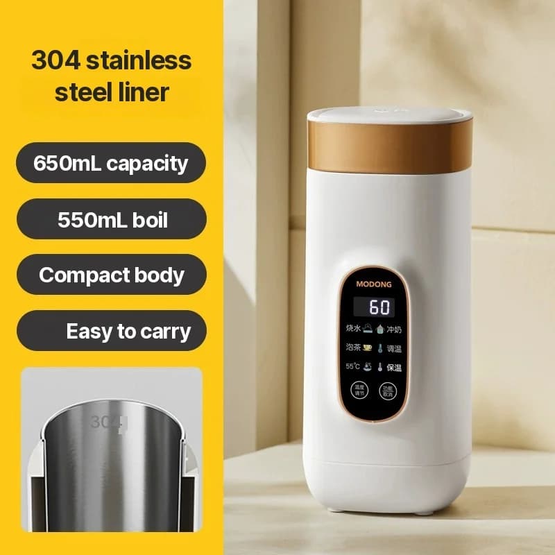 Draagbare elektrische verwarmingsbeker 650ml met 304 of 316 binnenbekleding