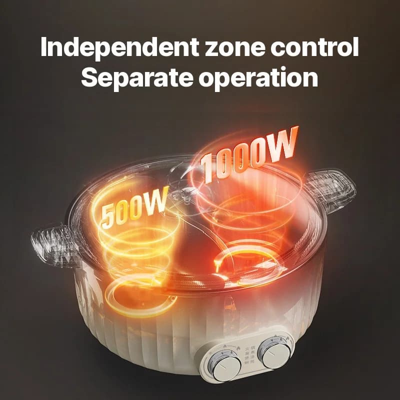 7L elektrische hotpot met dubbele zones en onafhankelijke temperatuurregeling