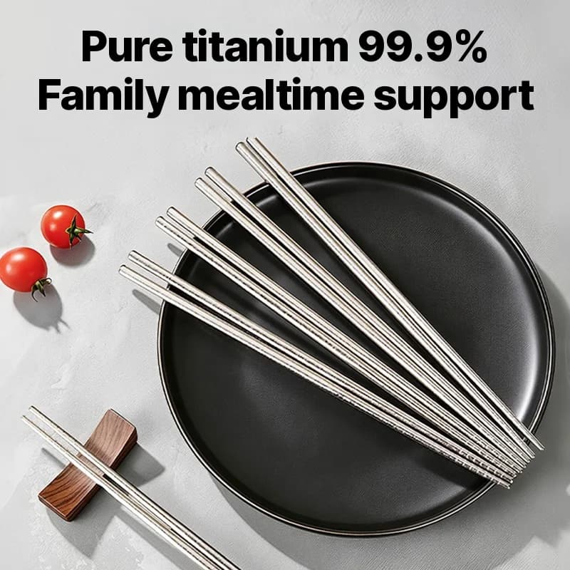 Set pure titanium eetstokjes, 5 paar, 23cm, spiegelglans