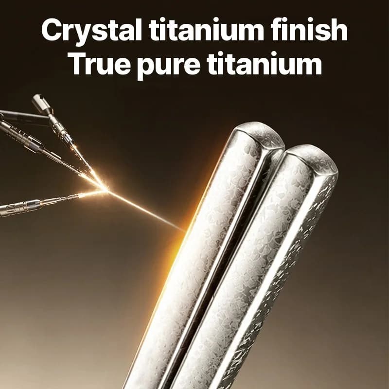 Set pure titanium eetstokjes, 5 paar, 23cm, spiegelgepolijst