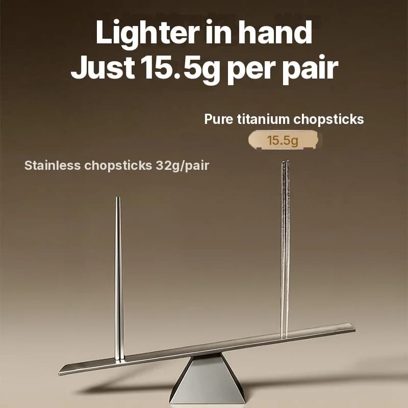 Set pure titanium eetstokjes, 5 paar, 23cm, spiegelglans