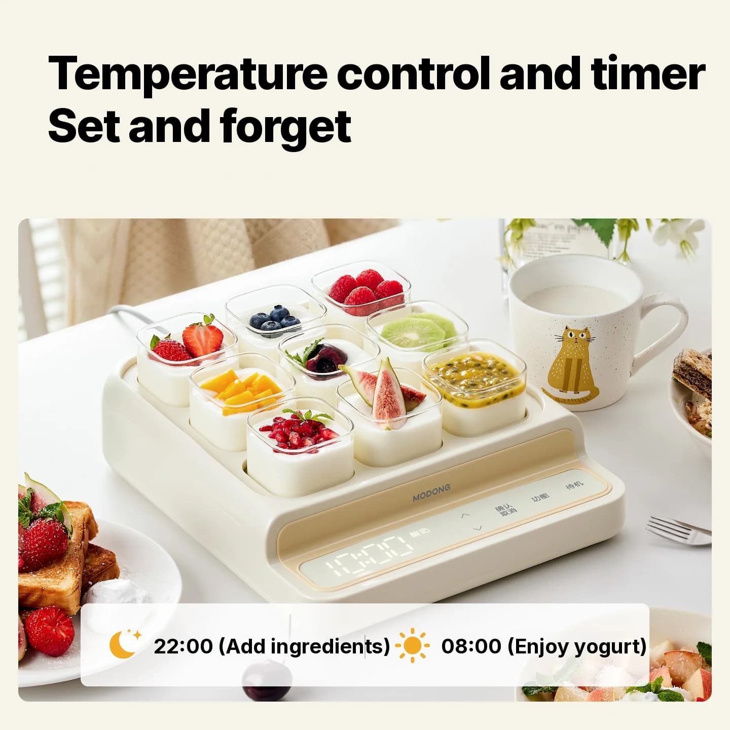 9-cup yoghurtmaker met glazen binnenpot en timer