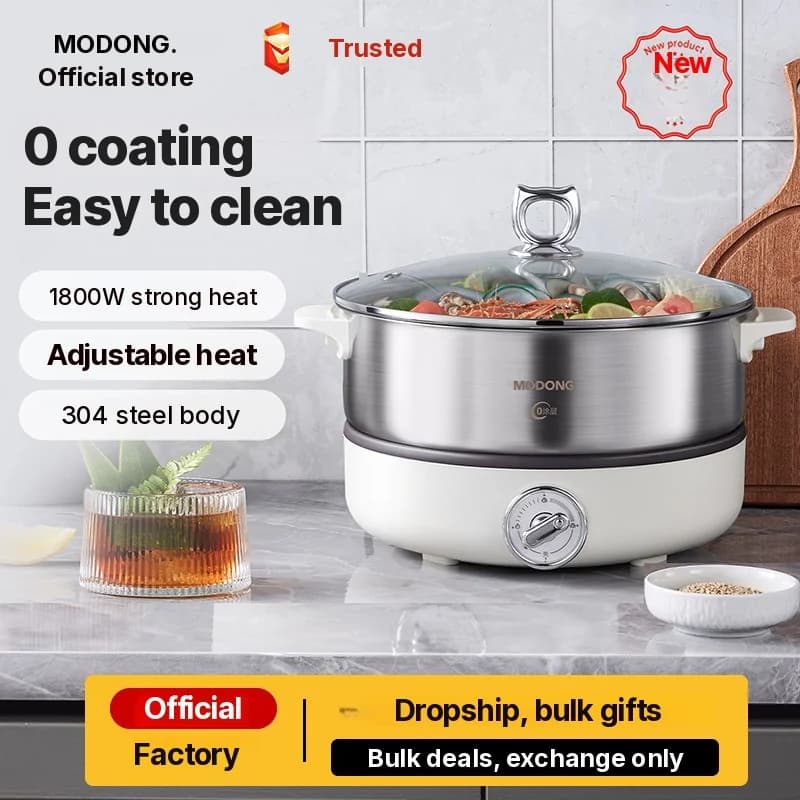 Gesplitste elektrische hotpot met roestvrijstalen binnenpot 1500W