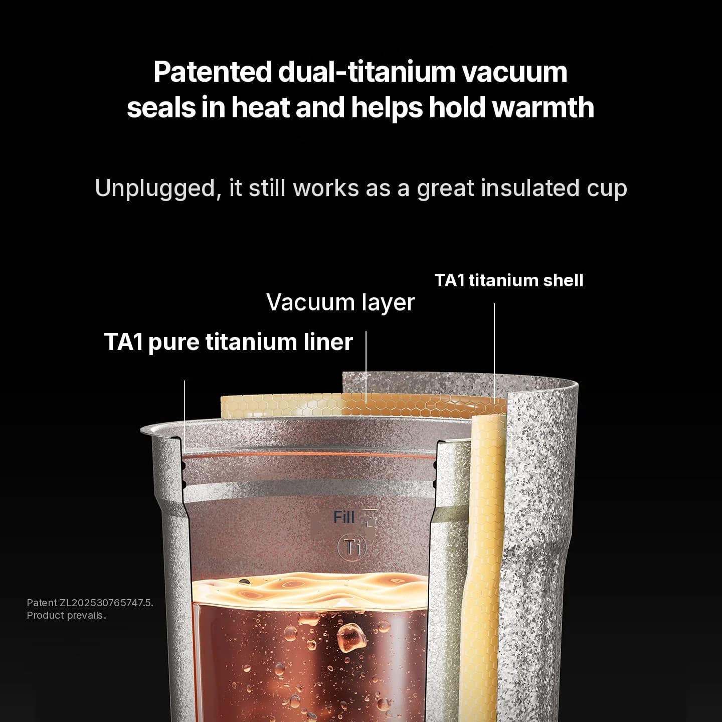 Draagbare titanium elektrische verwarmingsbeker 400ml temperatuurweergave