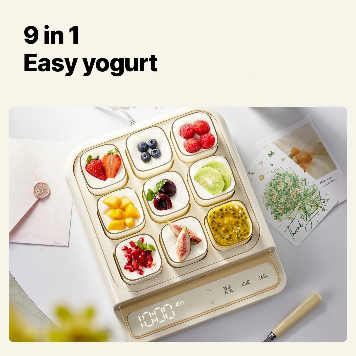 9-cup yoghurtmaker met glazen binnenpot en timer