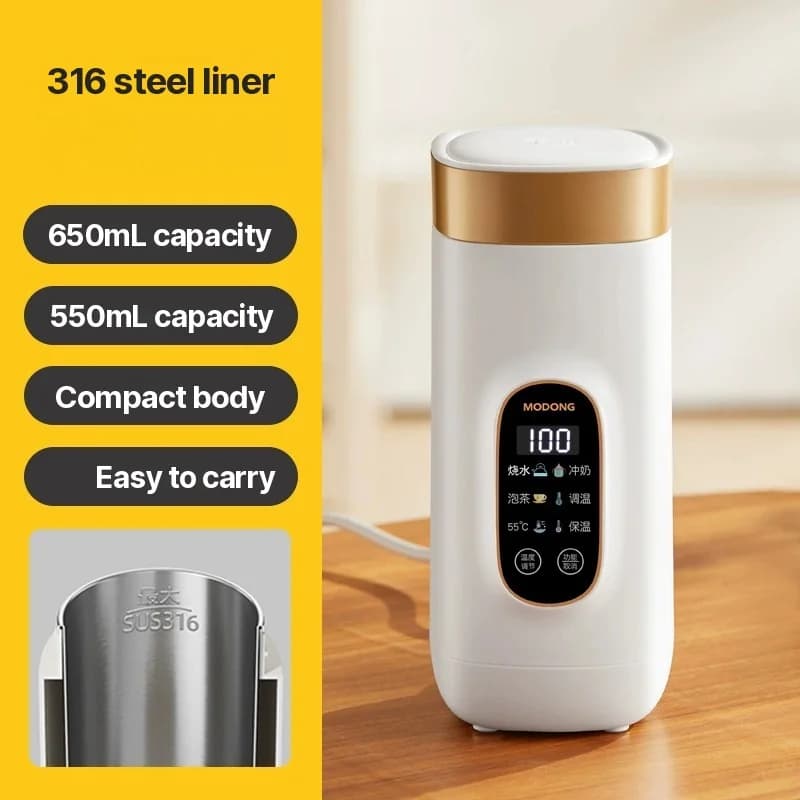 Draagbare elektrische verwarmingsbeker 650ml met 304 of 316 binnenbekleding