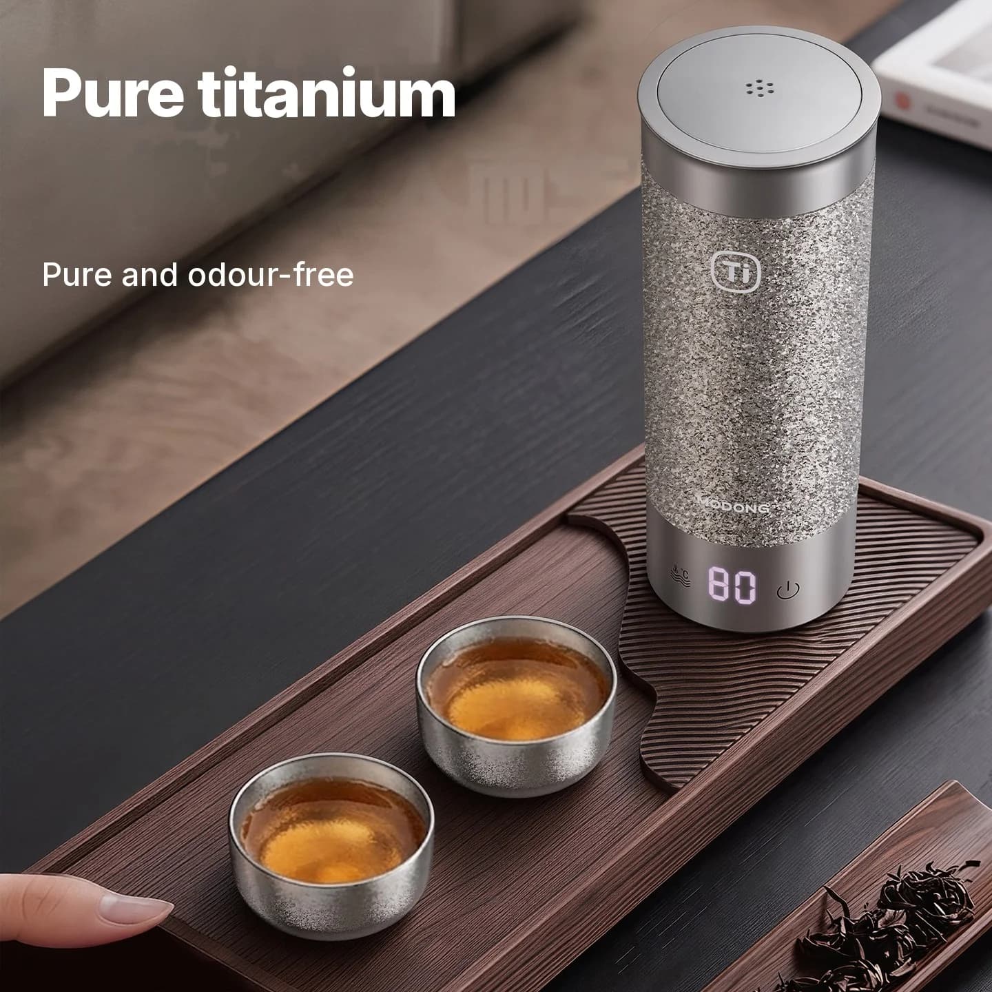 Pure titanium gongfu theekop set 55ml handgemaakt effen afwerking