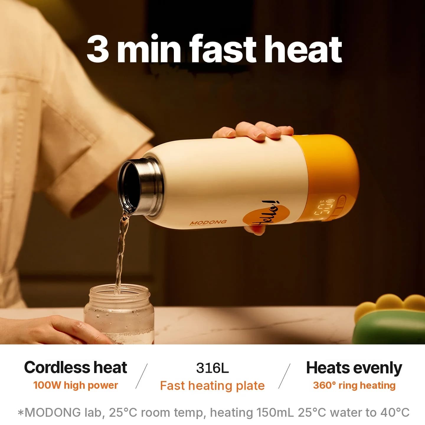 Draagbare verwarmingsbeker voor babyfles 550ml Ultra, snoer + draadloos warmhouden