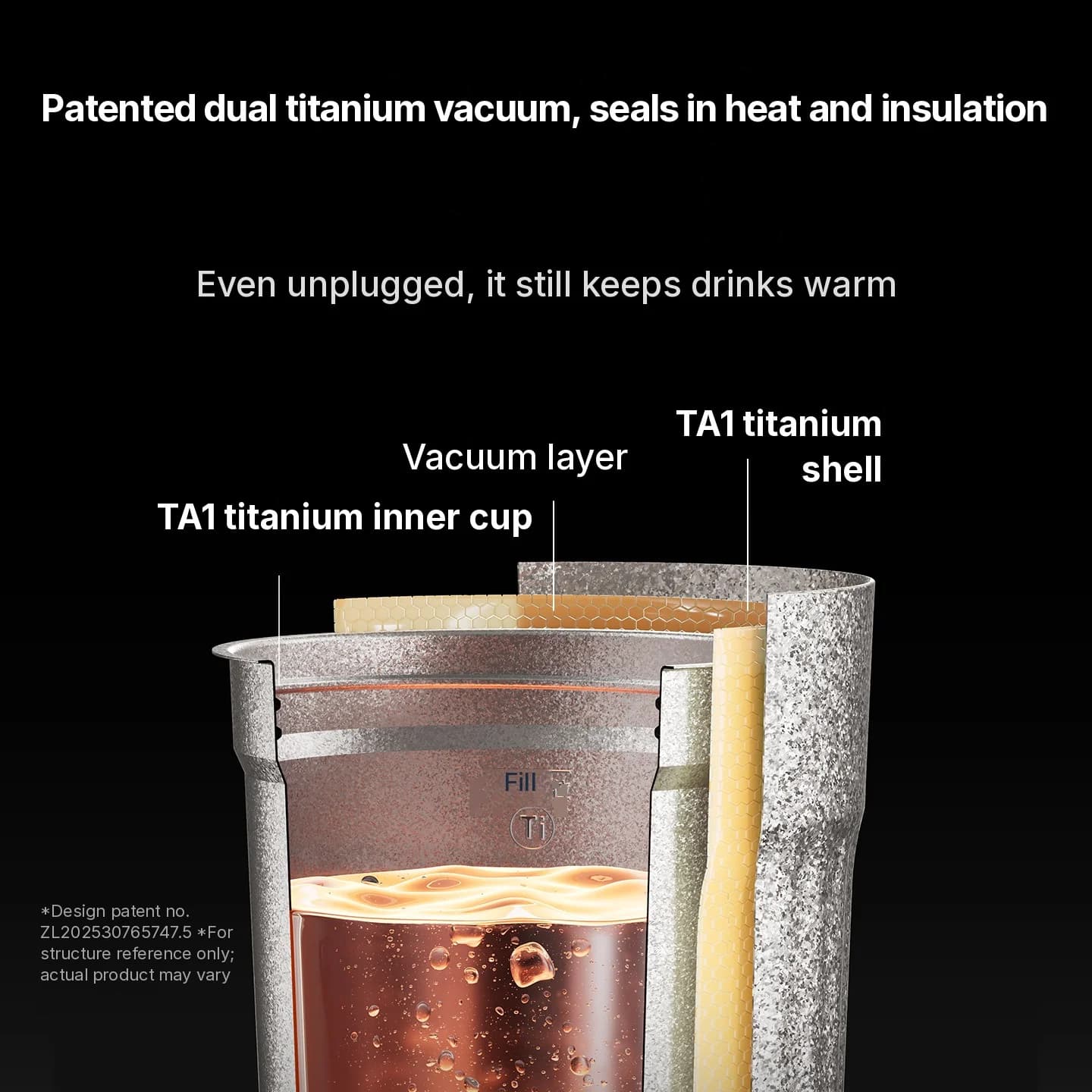 Titanium elektrische reisbeker 400ml met temperatuurdisplay