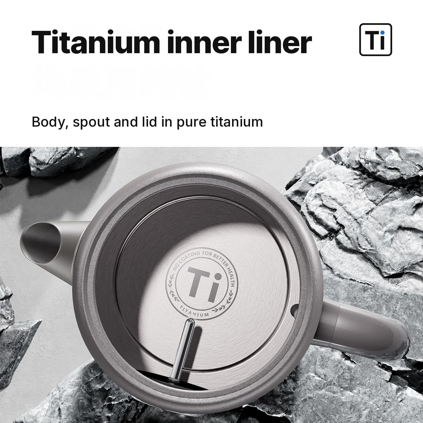 Pure titanium waterkoker 1.8L met temperatuurdisplay