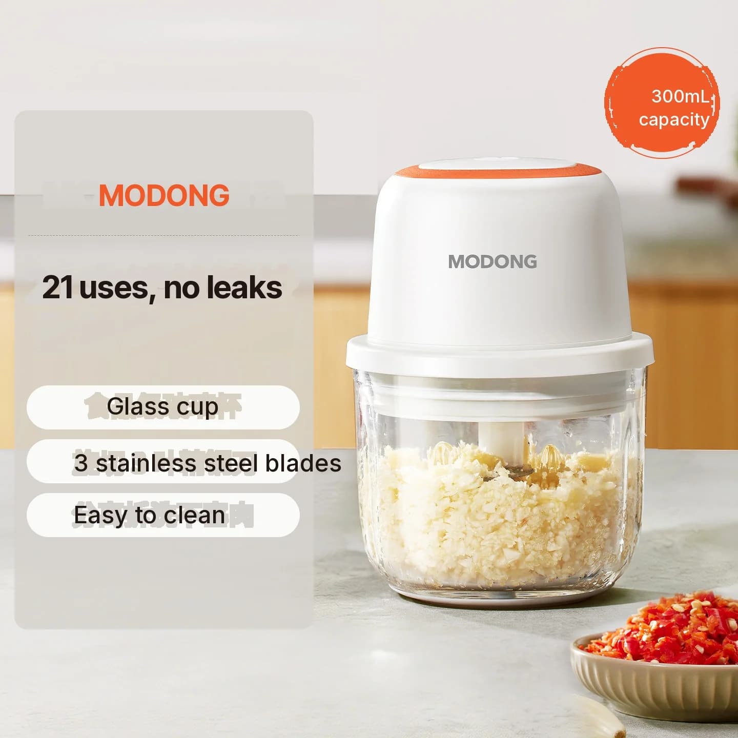 Elektrische knoflookhakker mini foodprocessor 300ml 5V 45W