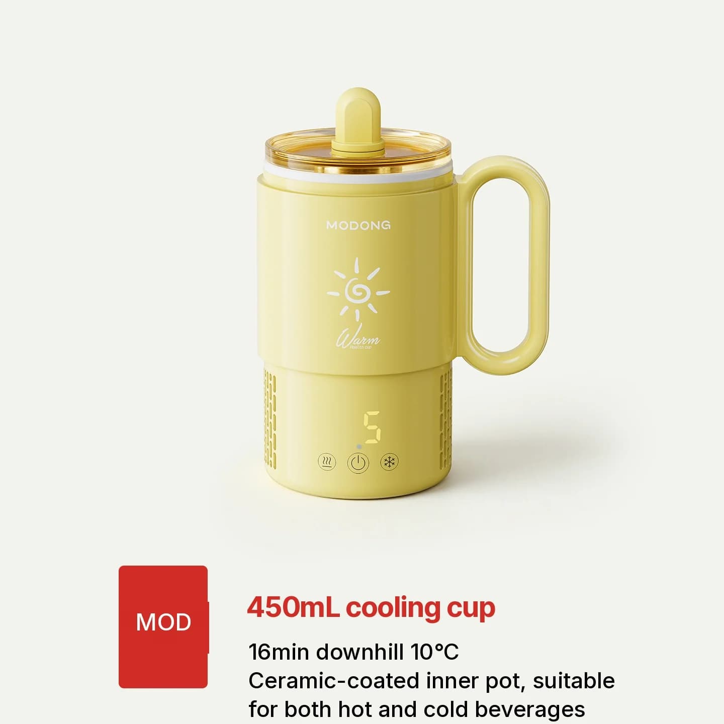 Draagbare verwarmings- en koelbeker 450mL 36W touchbediening