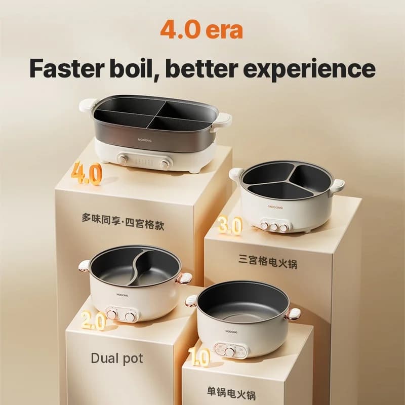 Elektrische hotpot 7L met verdeler of vier vakken, 220V, gesplitste pot