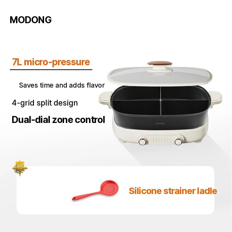 Elektrische hotpot 7L met verdeler of vier vakken, 220V, gesplitste pot