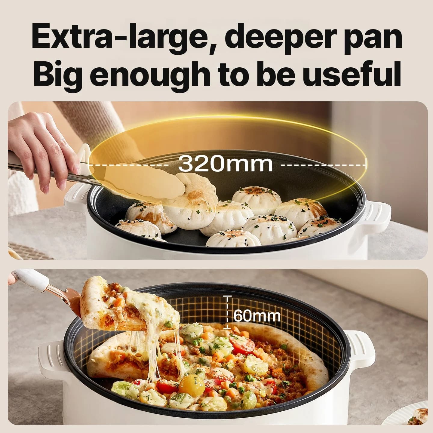Elektrische grillpan met deksel 1800W 3 warmtestanden anti-aanbak