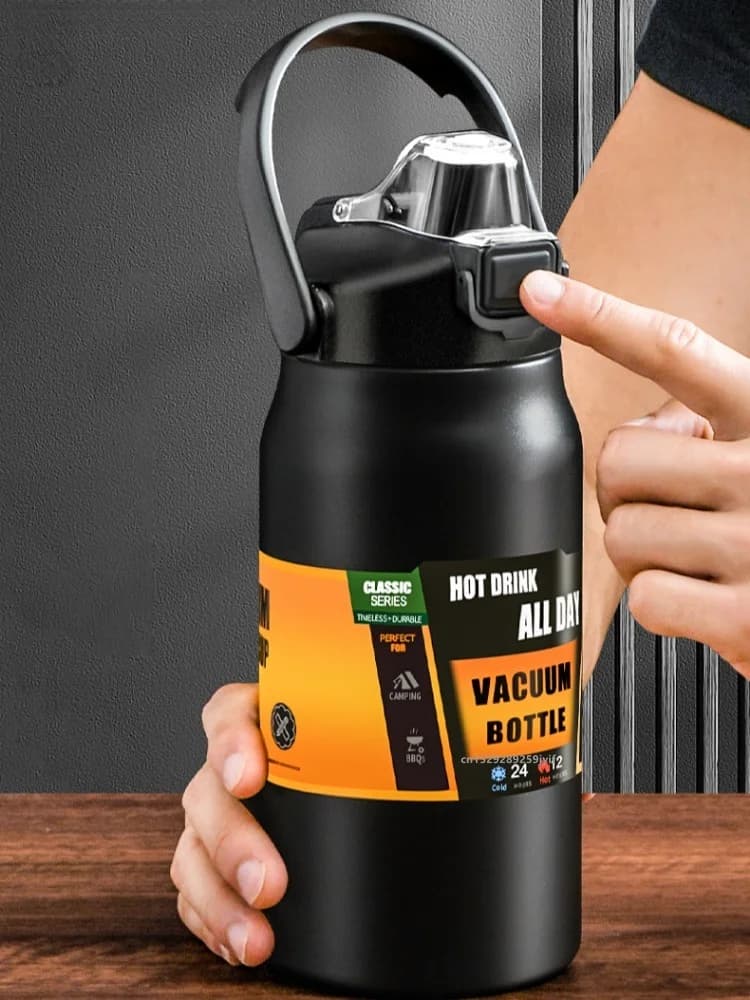 Grote sportthermos met rietje 0.8-1.5L