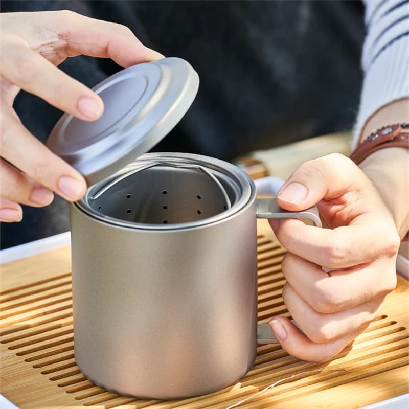 450ml Pure Titanium theebeker met infuser