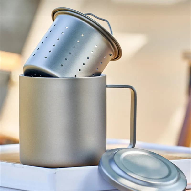 450ml Pure Titanium theebeker met infuser