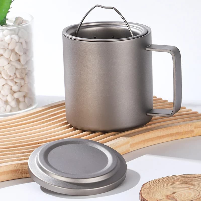 450ml Pure Titanium theebeker met infuser