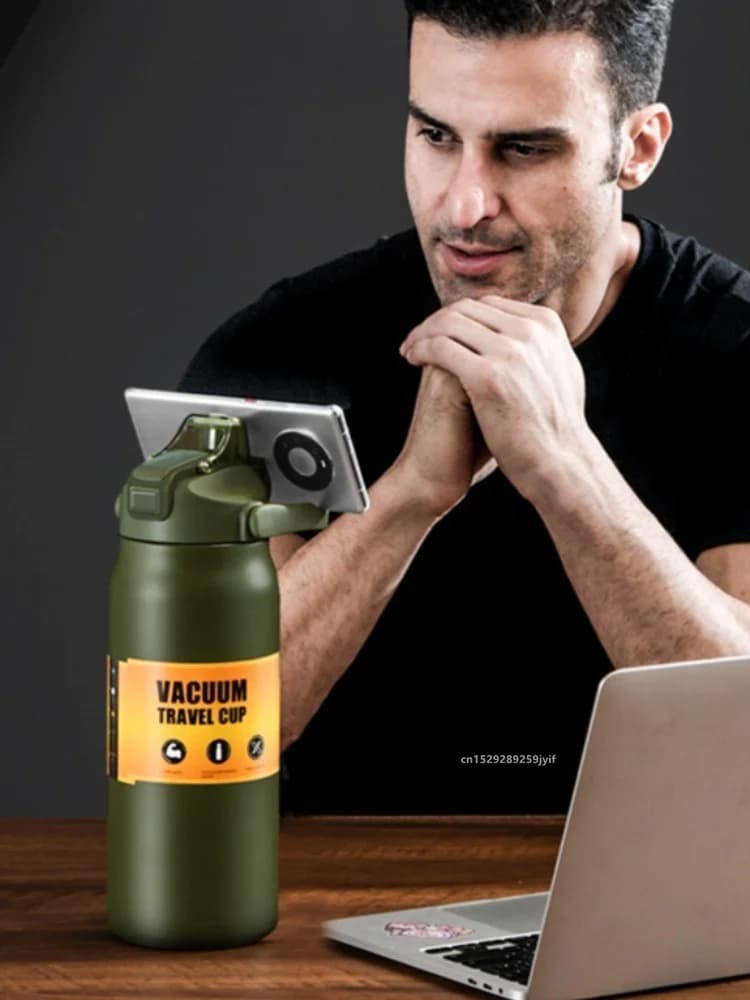 Grote sportthermos met rietje 0.8-1.5L