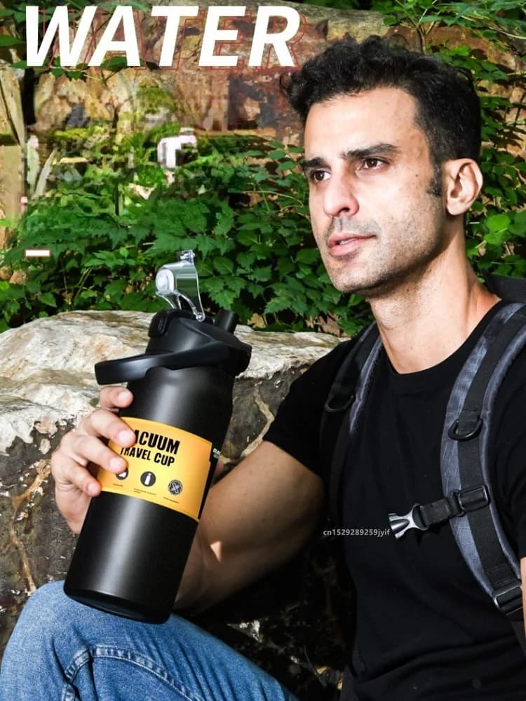 Grote sportthermos met rietje 0.8-1.5L